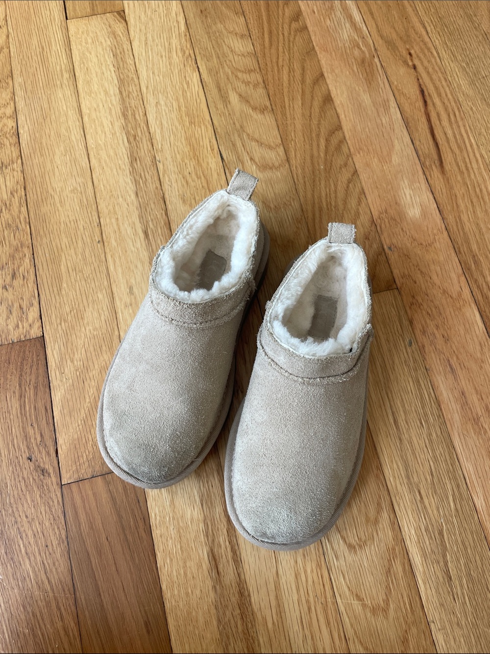 UGG Sand Suede Shearling-Lined Slip-On Mules